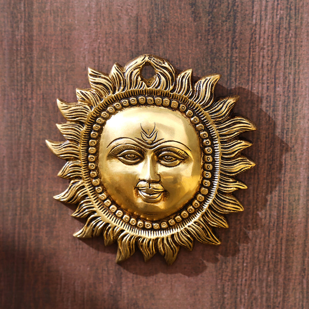 Brass Sun Face Wall Hanging (5.8 Inch) Vedansh Craft