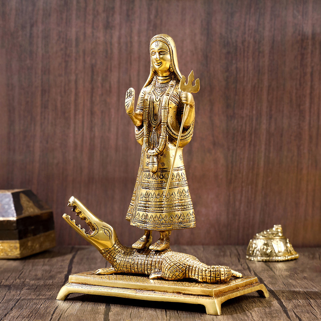 Brass Goddess Standing Ganga Statue (12.5 Inch) Vedansh Craft