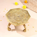 Brass Superfine Chowki With Peacock Pillars (5.5 INCH) Vedansh Craft