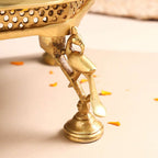 Brass Superfine Chowki With Peacock Pillars (5.5 INCH) Vedansh Craft