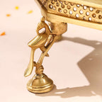 Brass Superfine Chowki With Peacock Pillars (5.5 INCH) Vedansh Craft