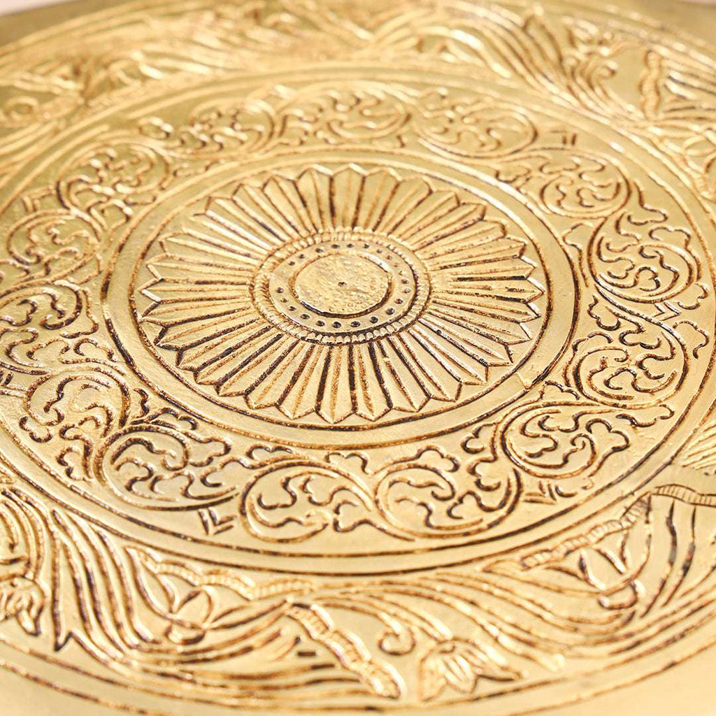 Brass Superfine Chowki With Peacock Pillars (5.5 INCH) Vedansh Craft