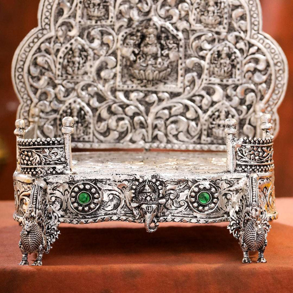 Brass Silver Plated Ashtalakshmi / Ganesha Singhasan with Dome for Laddu Gopal (14 Inch) Vedansh Craft