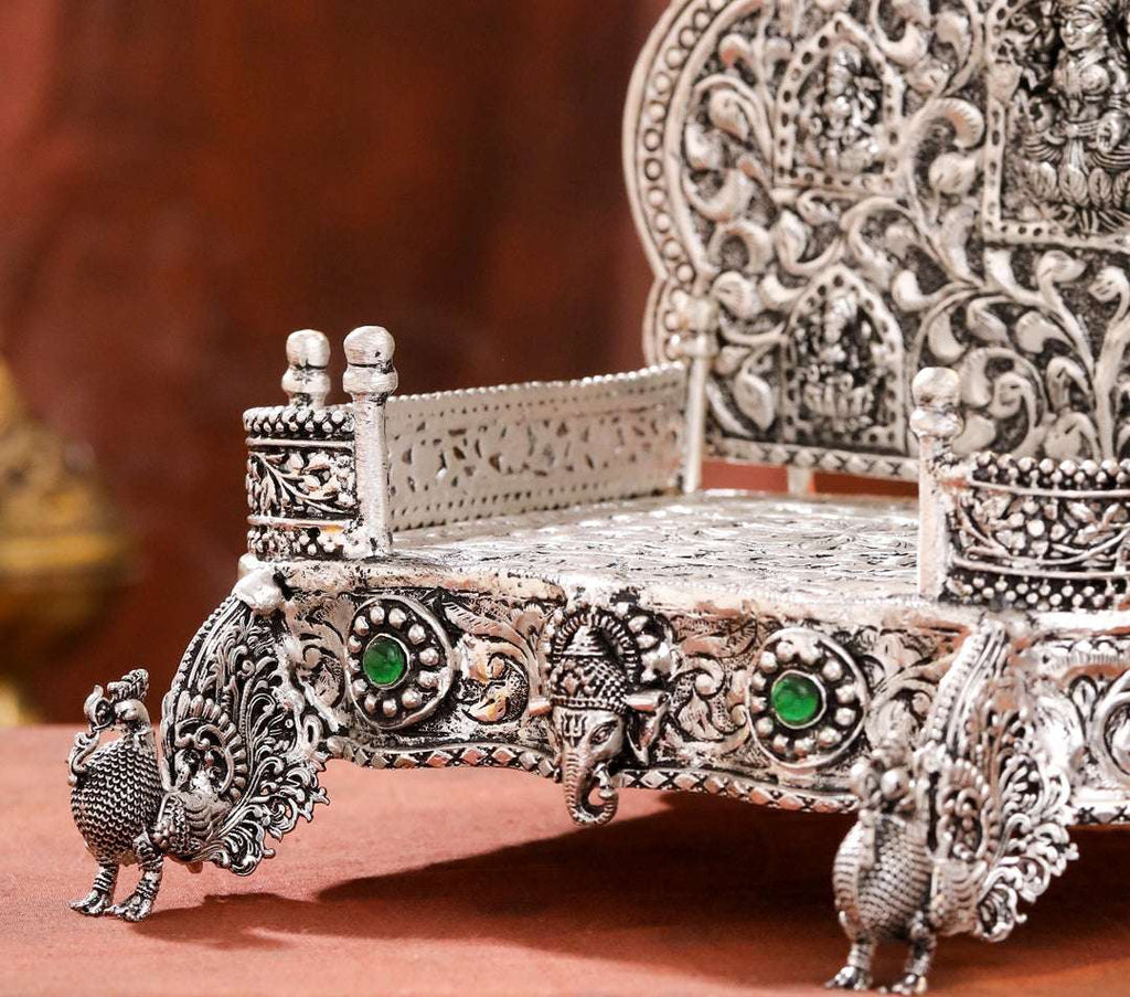 Brass Silver Plated Ashtalakshmi / Ganesha Singhasan with Dome for Laddu Gopal (14 Inch) Vedansh Craft