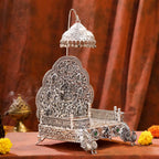 Brass Silver Plated Ashtalakshmi / Ganesha Singhasan with Dome for Laddu Gopal (14 Inch) Vedansh Craft