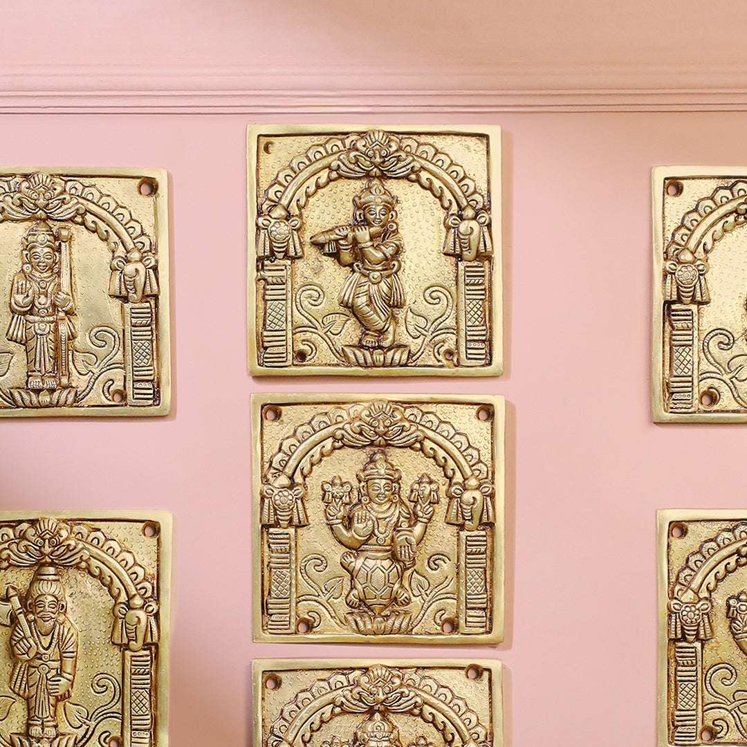 Brass Dashavatara Plates Set – Handmade Wall Decor (5.9 Inch) Vedansh Craft