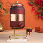 Premium Copper Water Dispenser with Glass & Stand (12 Inch) Vedansh Craft