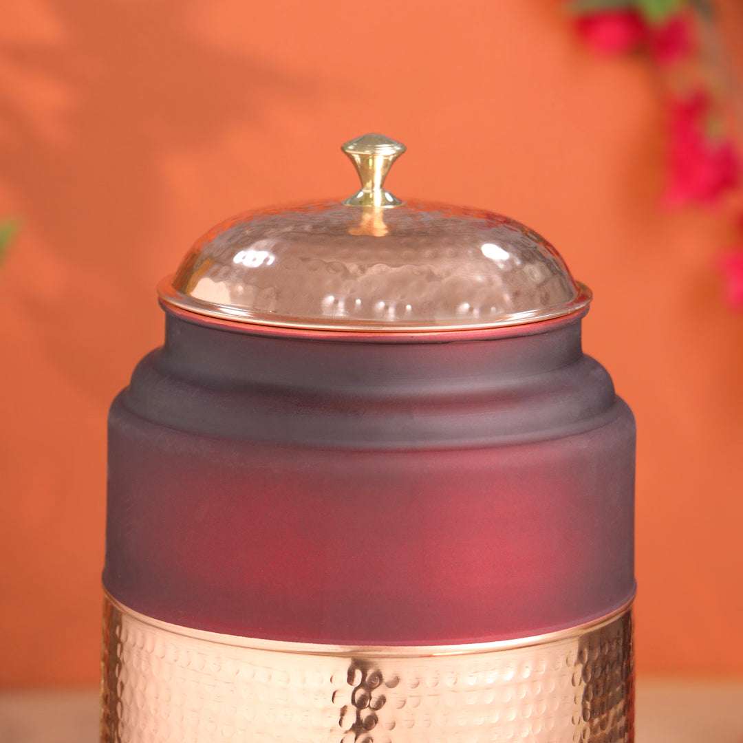 Premium Copper Water Dispenser with Glass & Stand (12 Inch) Vedansh Craft
