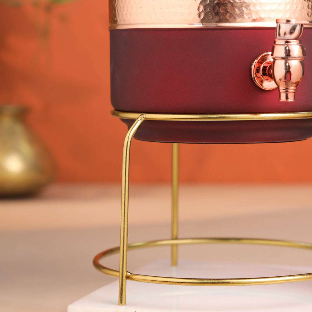 Premium Copper Water Dispenser with Glass & Stand (12 Inch) Vedansh Craft