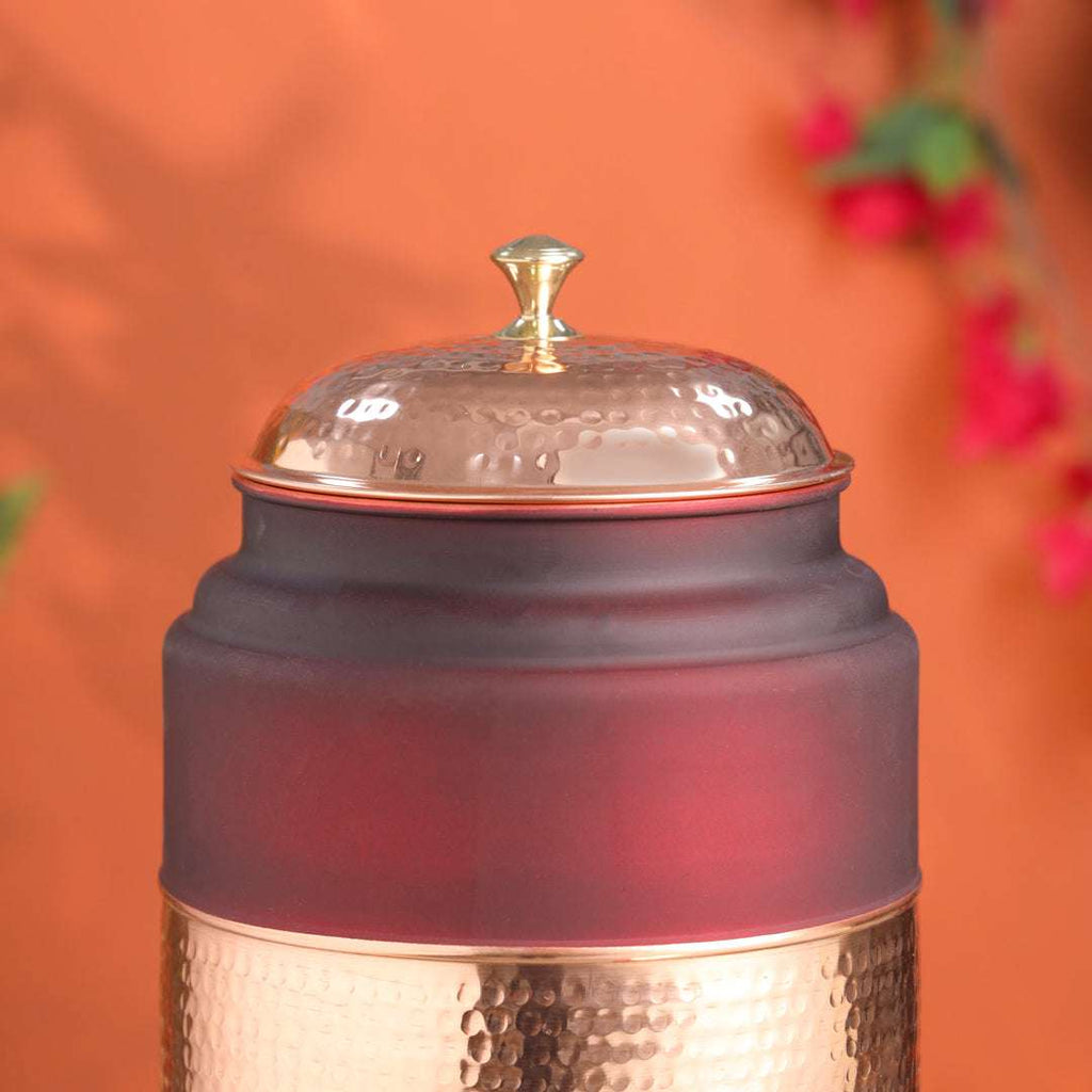 Premium Copper Water Dispenser with Glass & Stand (12 Inch) Vedansh Craft