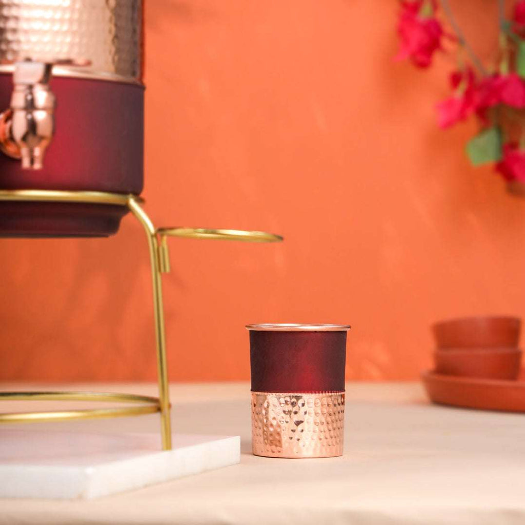 Premium Copper Water Dispenser with Glass & Stand (12 Inch) Vedansh Craft