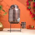 Copper Premium Water Dispenser with Glass & Stand (12 Inch) Vedansh Craft