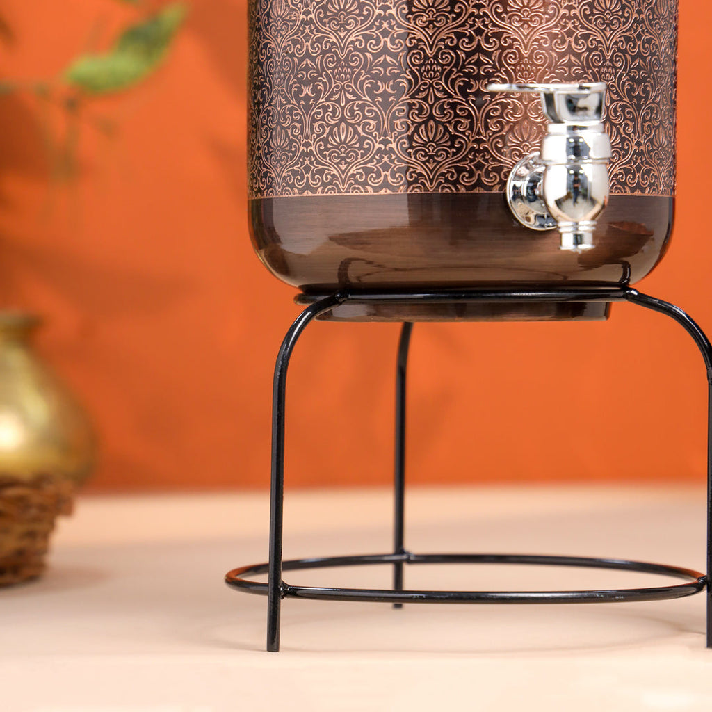 Copper Premium Water Dispenser with Glass & Stand (12 Inch) Vedansh Craft