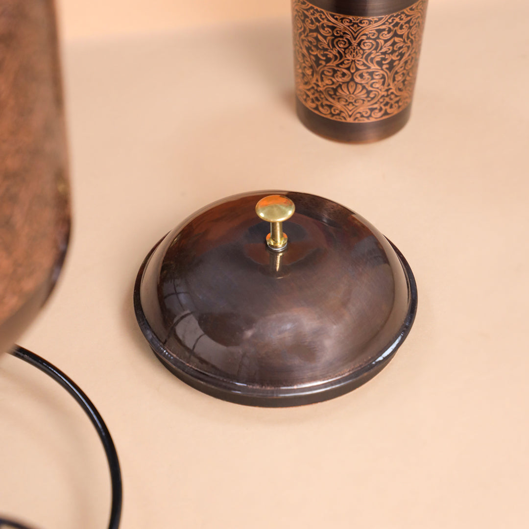 Copper Premium Water Dispenser with Glass & Stand (12 Inch) Vedansh Craft