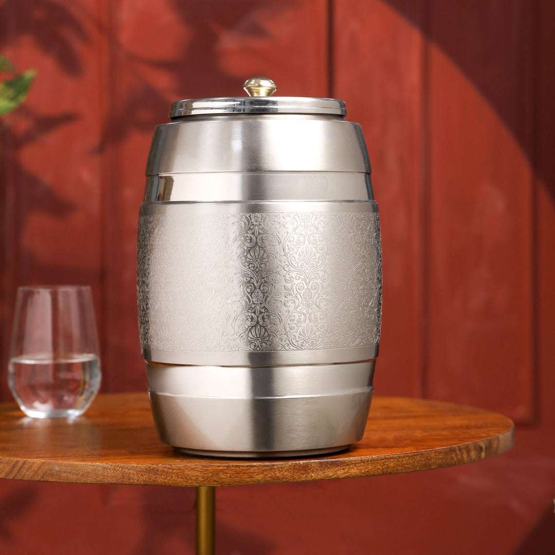 Brass Silver Water Dispenser – Premium Handmade Indian Brassware (11 Inch) Vedansh Craft