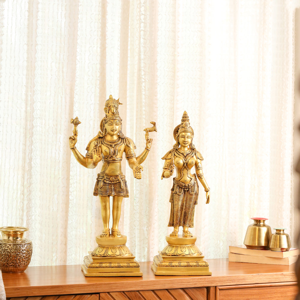 Brass Shiva Parvati standing Superfine Idols (23.5 Inch) Vedansh Craft