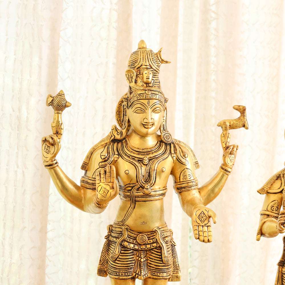 Brass Shiva Parvati standing Superfine Idols (23.5 Inch) Vedansh Craft