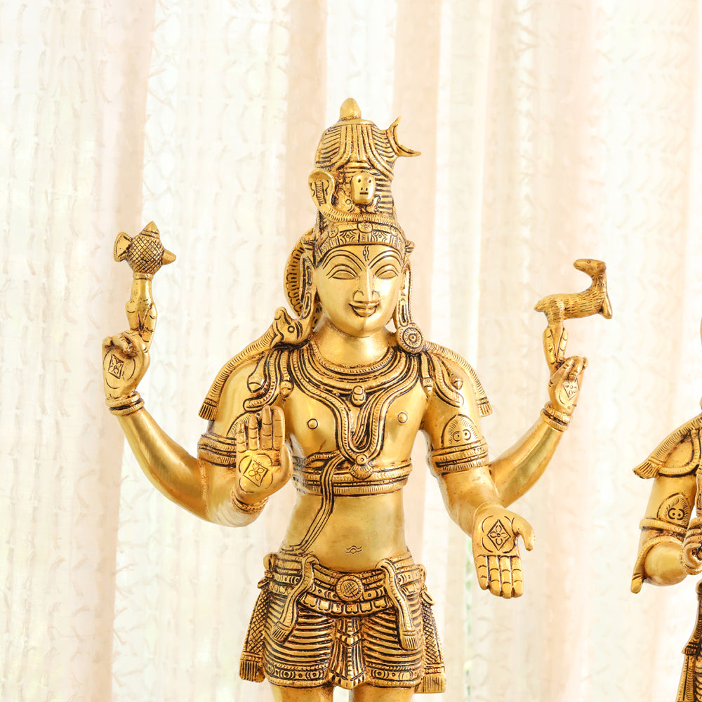Brass Shiva Parvati standing Superfine Idols (23.5 Inch) Vedansh Craft