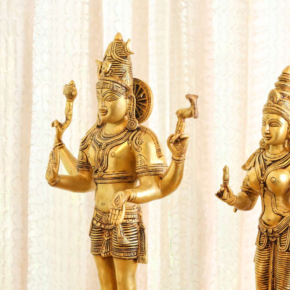 Brass Shiva Parvati standing Superfine Idols (23.5 Inch) Vedansh Craft
