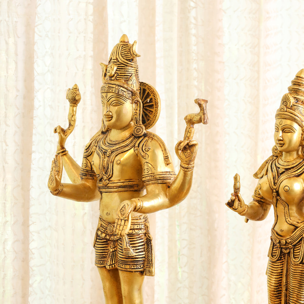 Brass Shiva Parvati standing Superfine Idols (23.5 Inch) Vedansh Craft