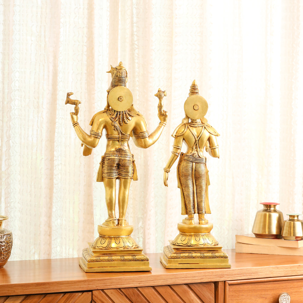 Brass Shiva Parvati standing Superfine Idols (23.5 Inch) Vedansh Craft