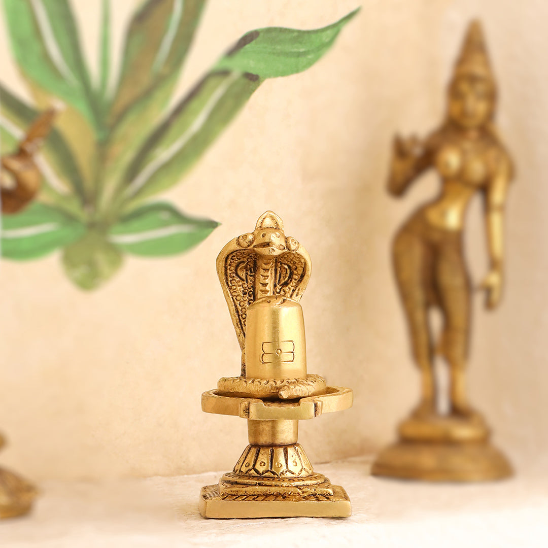 Brass Superfine Shivling/Shivlingam Idol (3.5 INCH) Vedansh Craft
