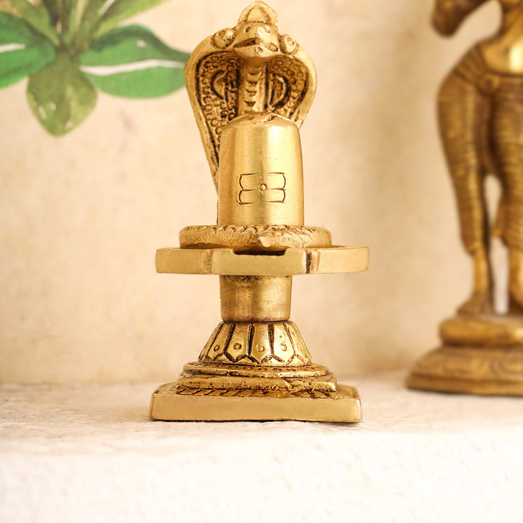 Brass Superfine Shivling/Shivlingam Idol (3.5 INCH) Vedansh Craft