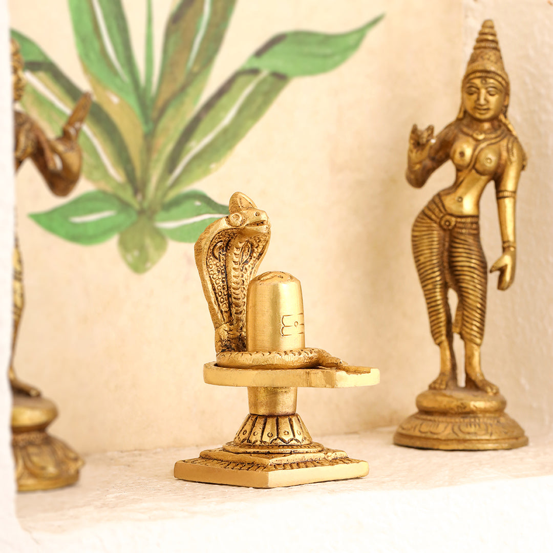 Brass Superfine Shivling/Shivlingam Idol (3.5 INCH) Vedansh Craft