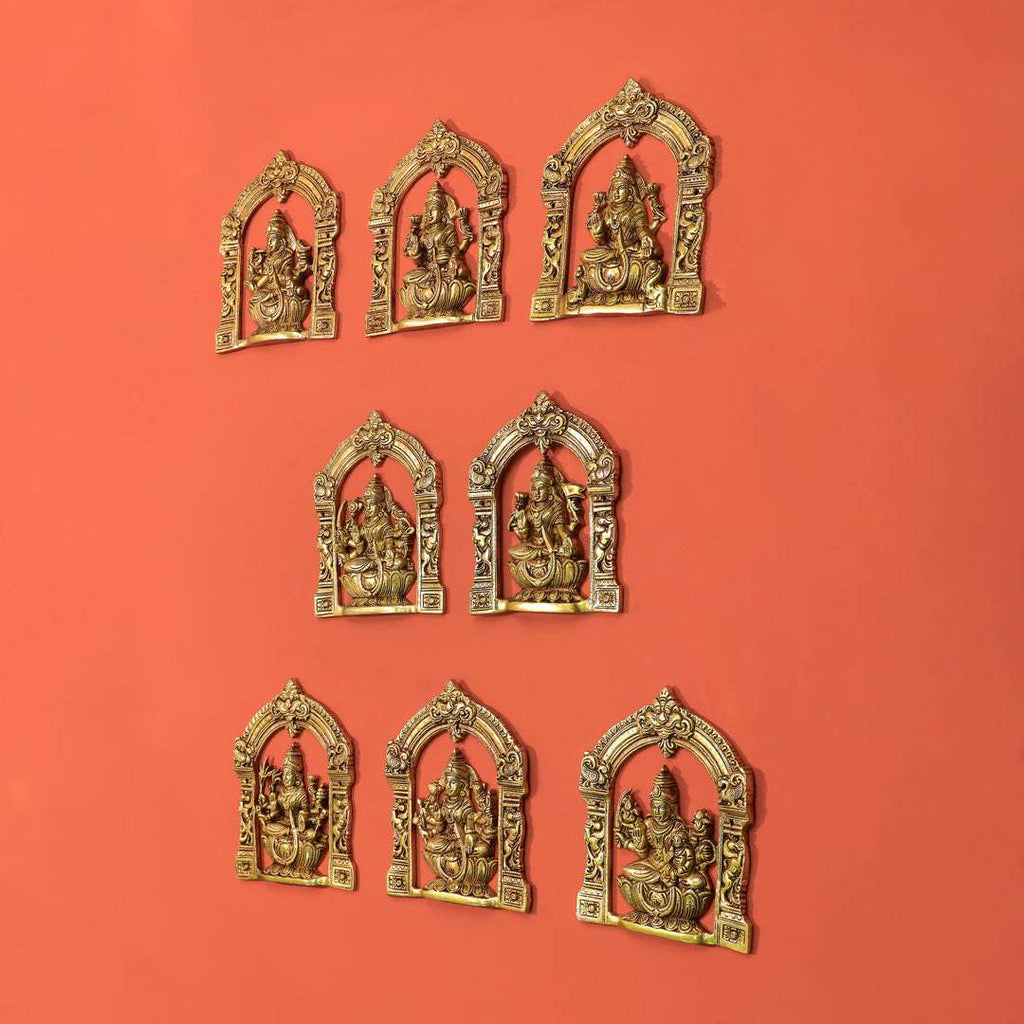 Brass Ashtalakshmi Wall Hanging Plates Set (5.5 Inch) Vedansh Craft