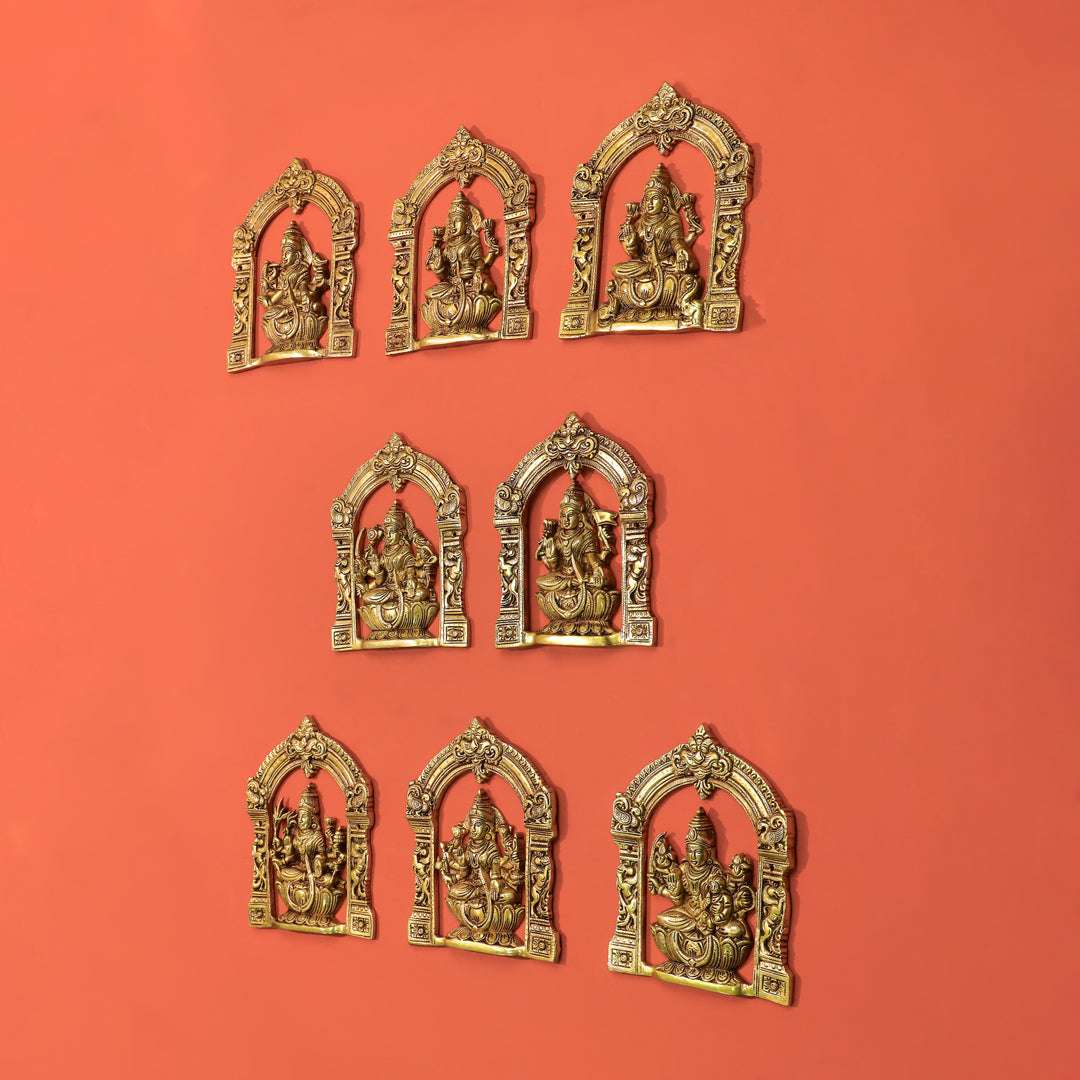 Brass Ashtalakshmi Wall Hanging Plates Set (5.5 Inch) Vedansh Craft