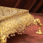Brass Handcrafted Chowki with Elephant Leg (6.3 Inch) Vedansh Craft
