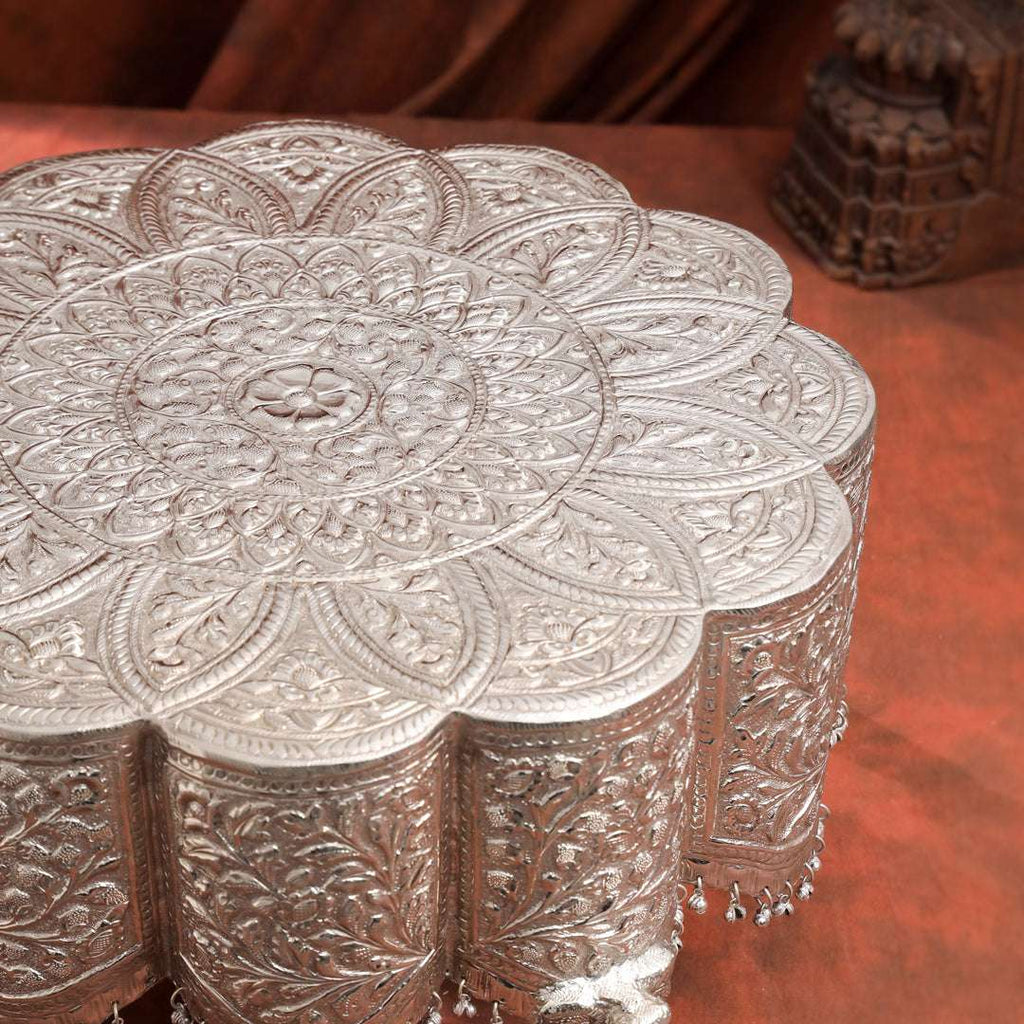 Brass Silver Plated Handcrafted Chowki Vedansh Craft