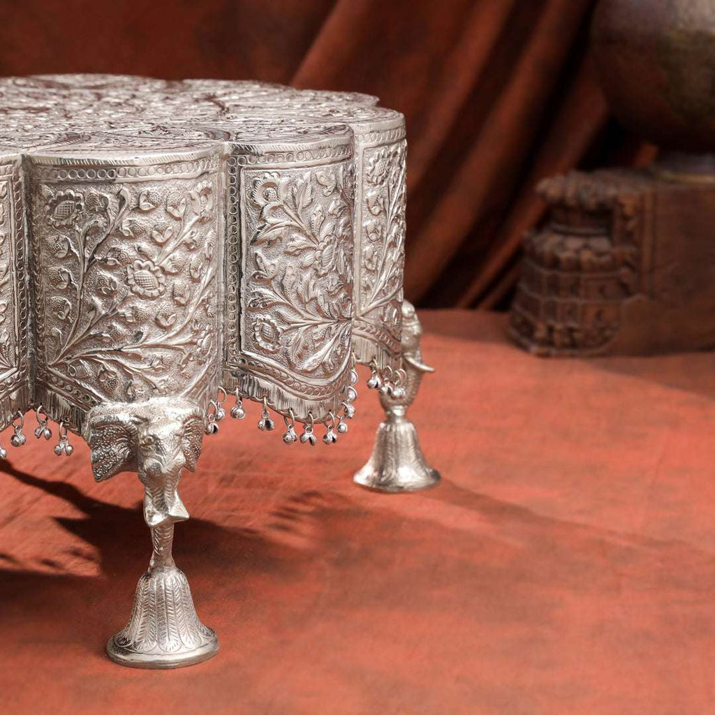 Brass Silver Plated Handcrafted Chowki Vedansh Craft