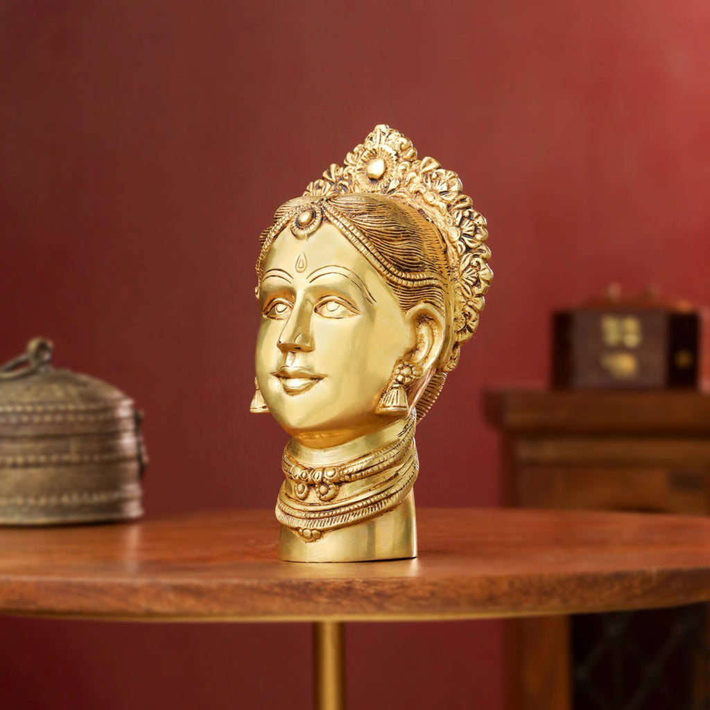 Brass Parvati Head Idol – Handmade Spiritual Decor (8.5 Inch) Vedansh Craft