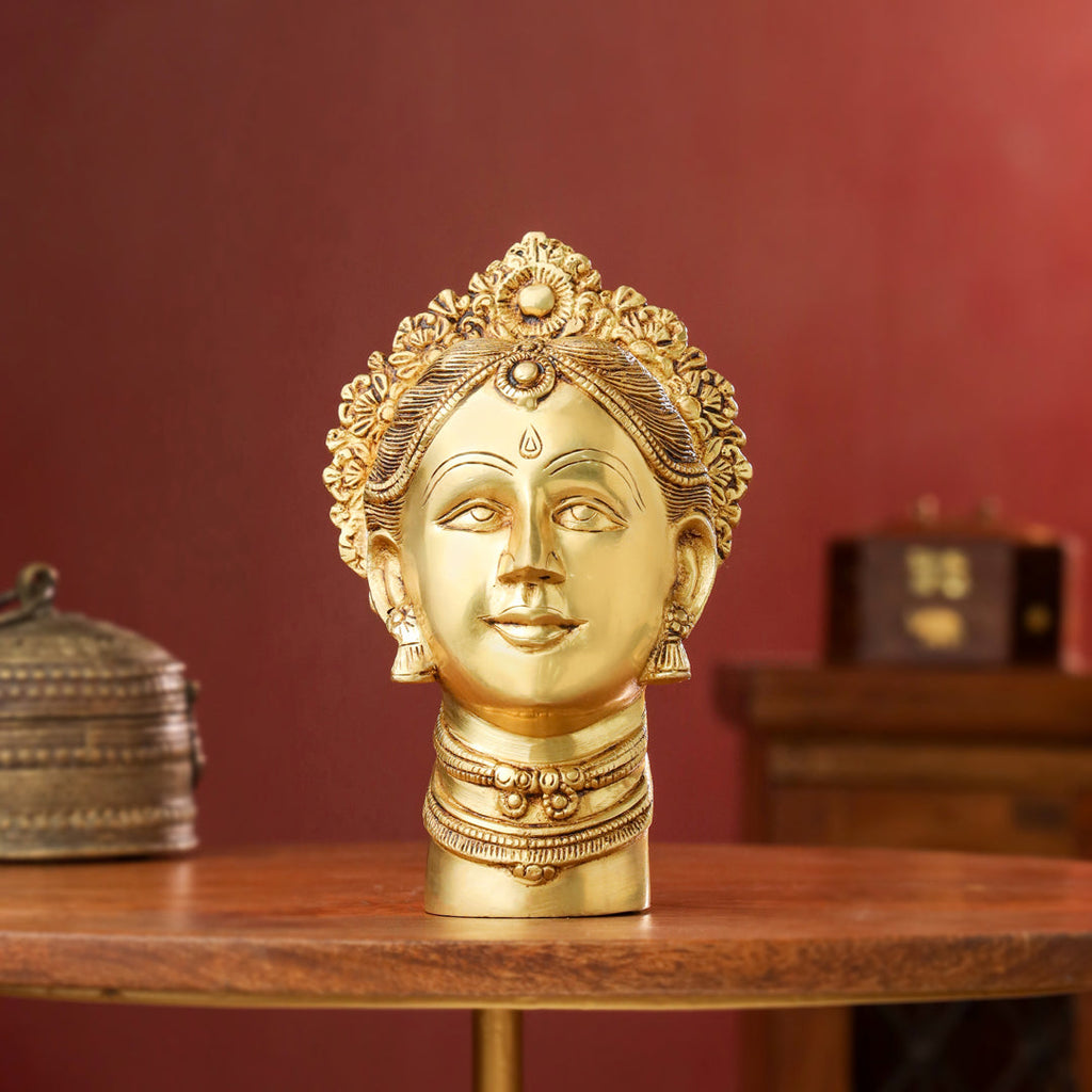 Brass Parvati Head Idol – Handmade Spiritual Decor (8.5 Inch) Vedansh Craft