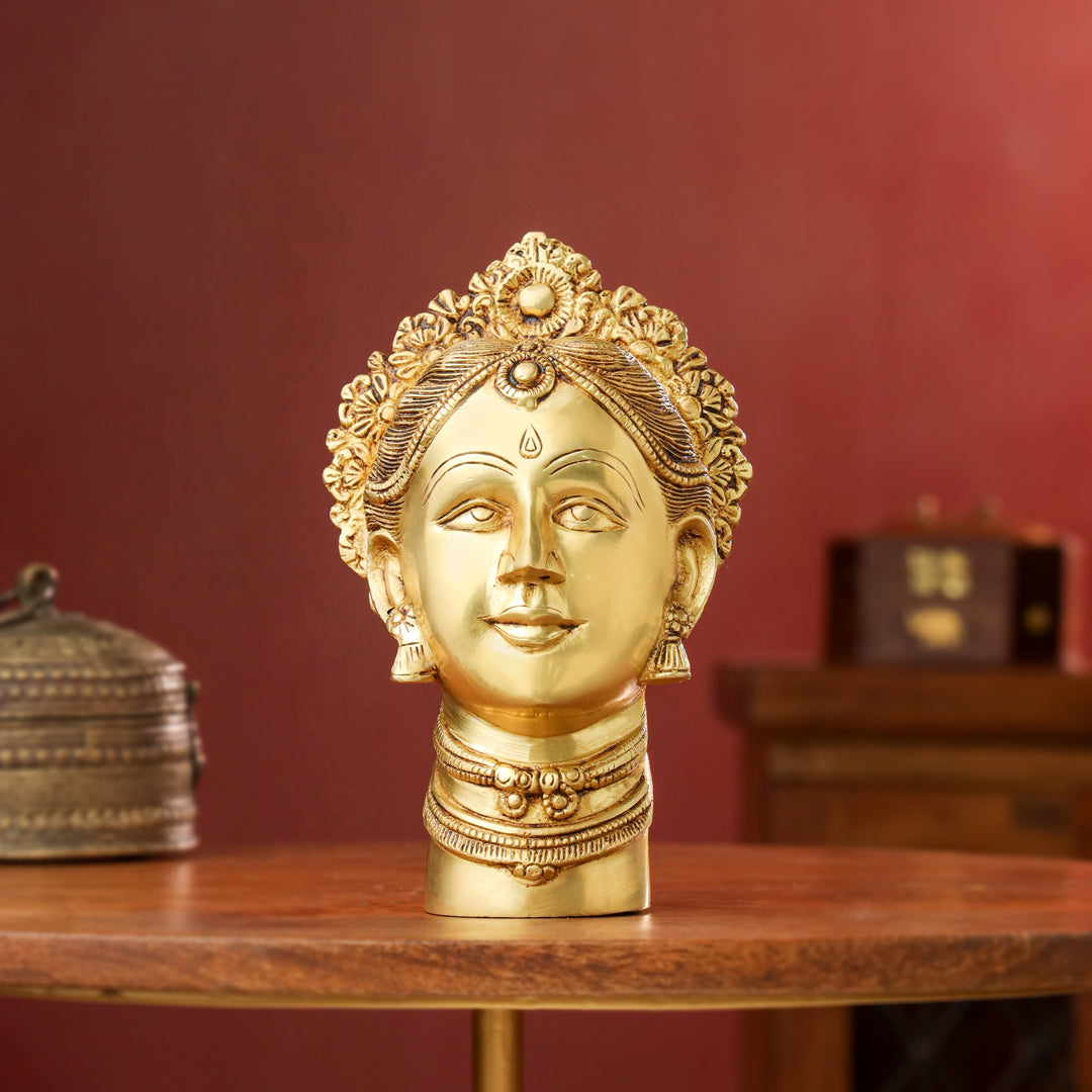 Brass Parvati Head Idol – Handmade Spiritual Decor (8.5 Inch) Vedansh Craft