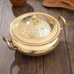 Brass Serving Pot With Lid And Handle (5.4 Inch) Vedansh Craft