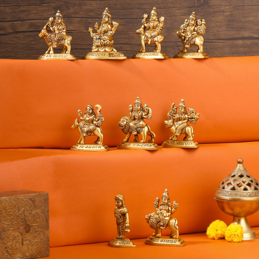Brass Navdurga Idols Set (3.5 Inch) Vedansh Craft