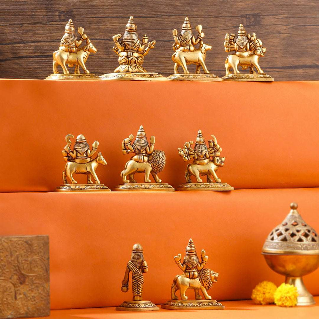 Brass Navdurga Idols Set (3.5 Inch) Vedansh Craft
