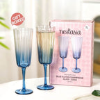 Aurora Ombre Fluted Champagne Glass Set Of 2 Blue 220ml Nestasia