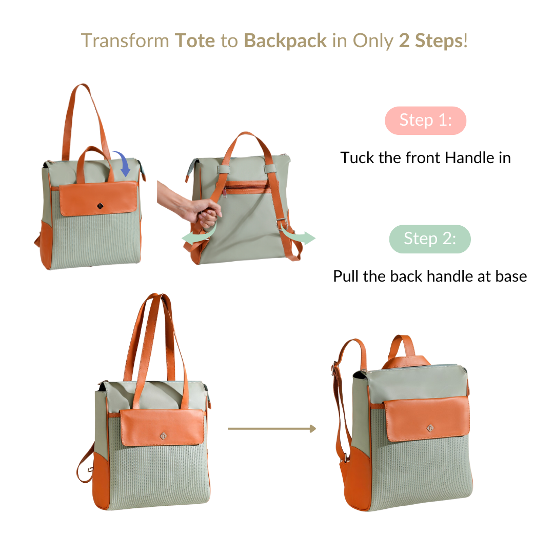2-In-1 Convertible Tote Bag And Backpack Nestasia