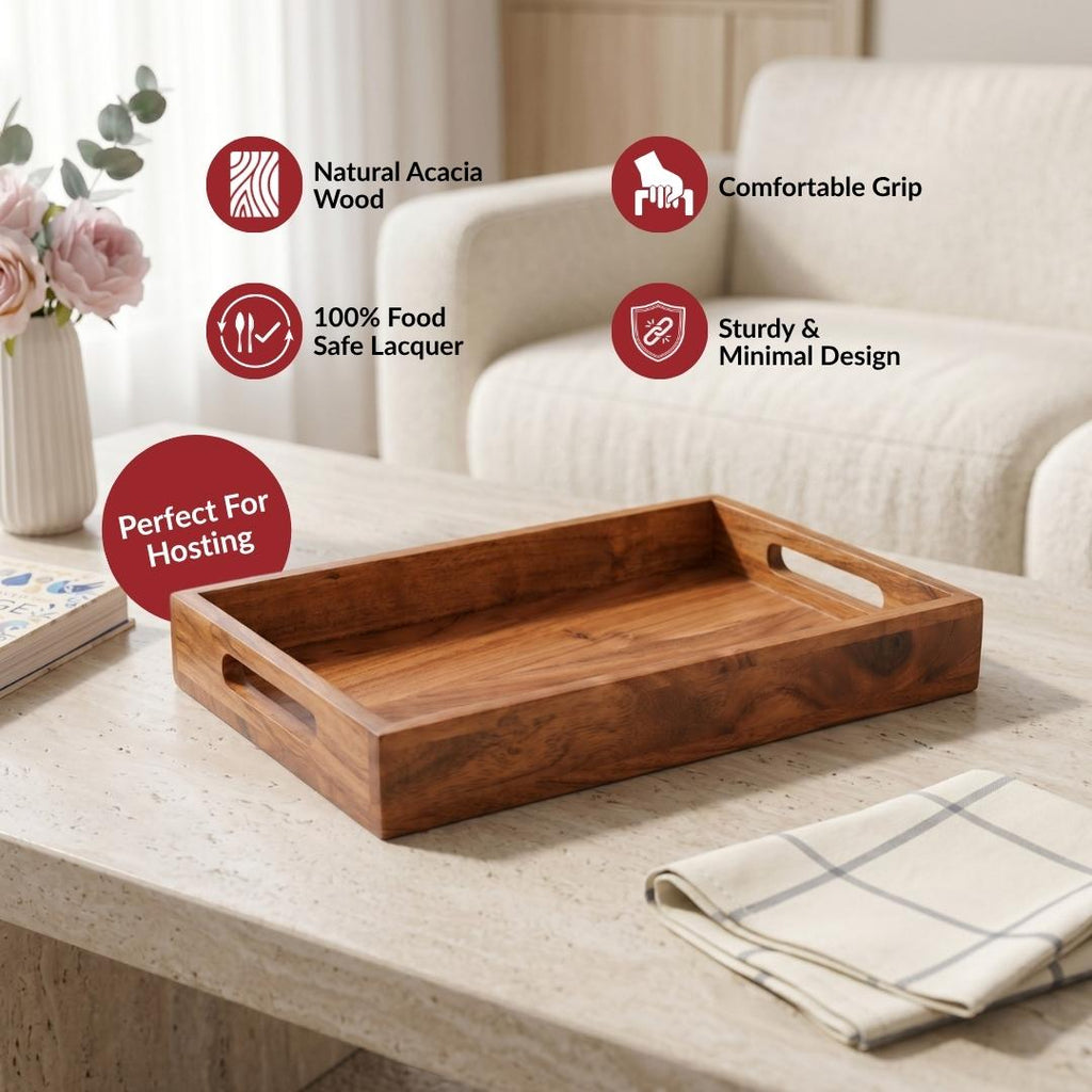 Classic Acacia Serving Tray 36x20cm Nestasia