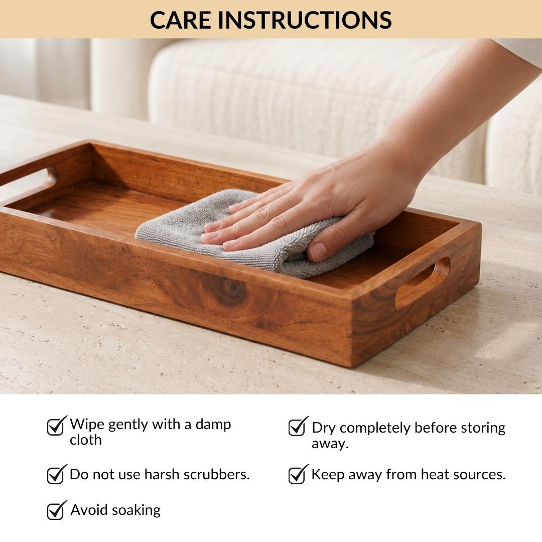 Classic Acacia Serving Tray 36x20cm Nestasia