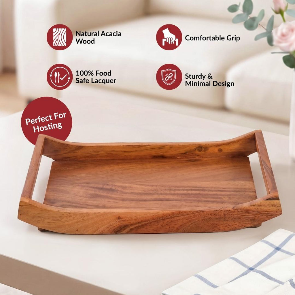 Acacia Wood Serving Tray 30x20cm Nestasia