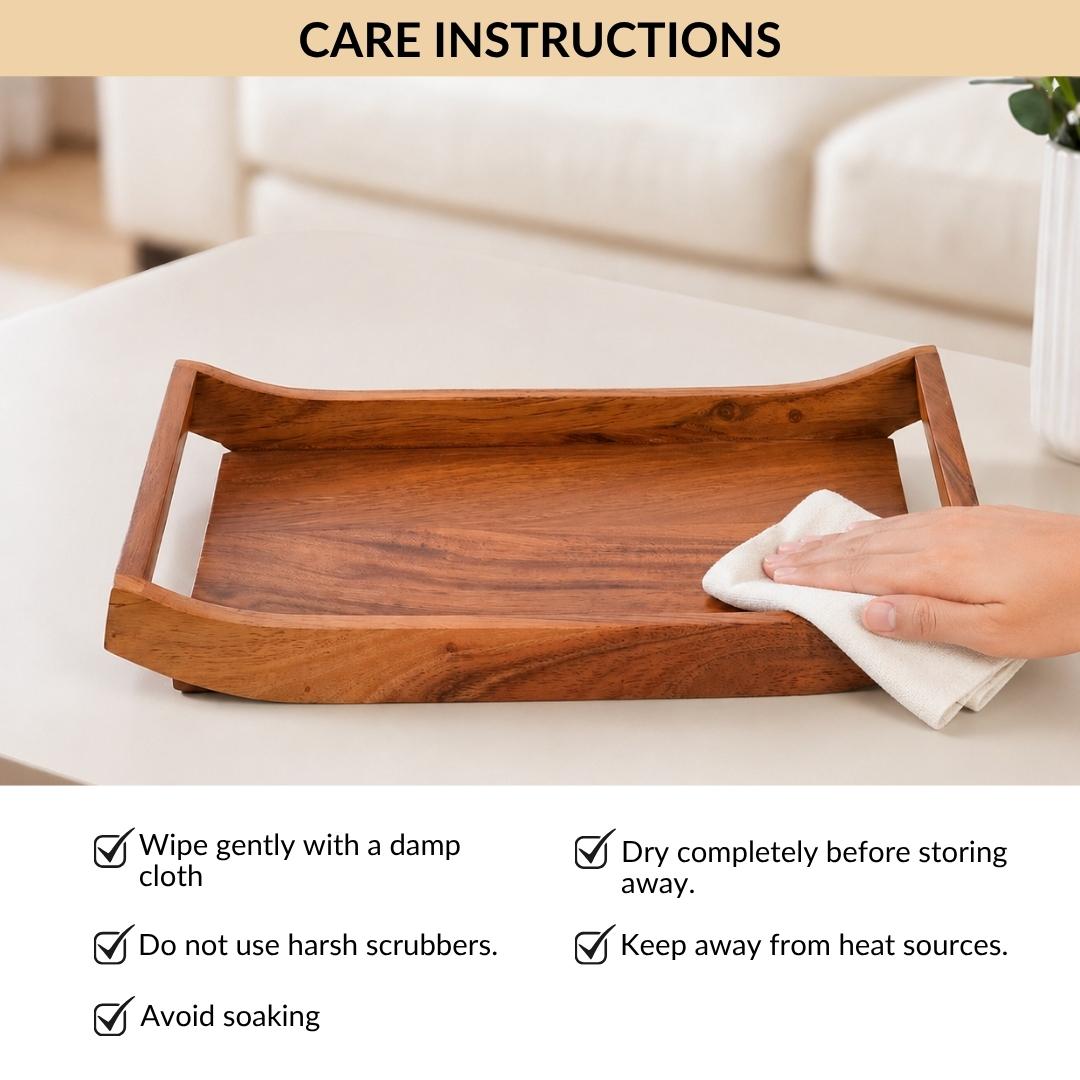 Acacia Wood Serving Tray 30x20cm Nestasia
