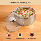 Stainless Steel Double Walled Casserole With Glass Lid 1000ml Nestasia