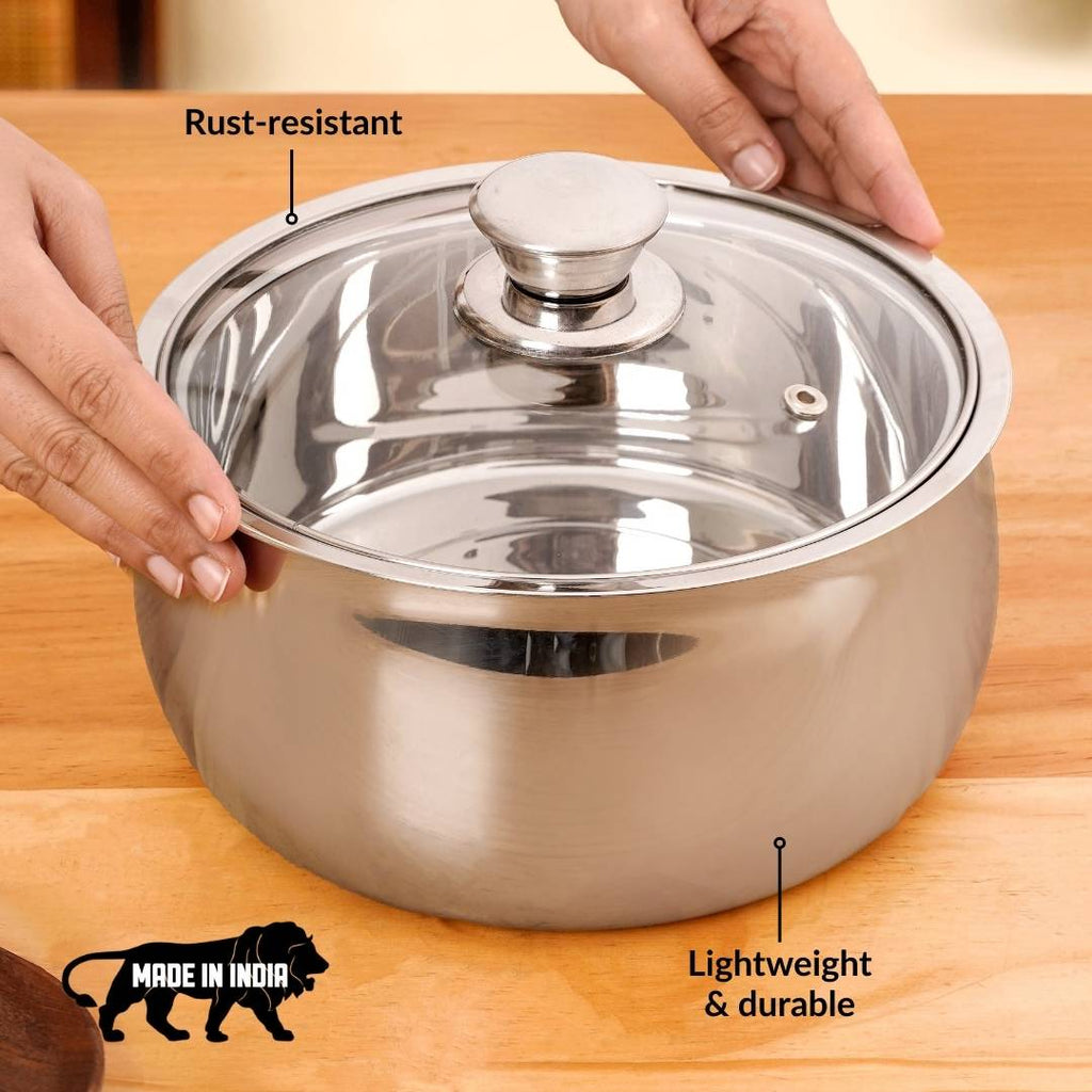 Stainless Steel Insulated Casserole With Glass Lid 2000ml Nestasia
