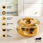 Hammered Gold Steel Double Wall Casserole 1500ml Nestasia