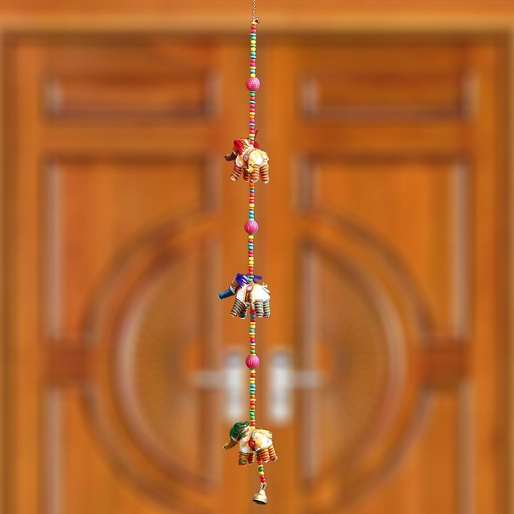 Multicolor Handcrafted Decorative Three Elephant Wall/Door/Window Hanging