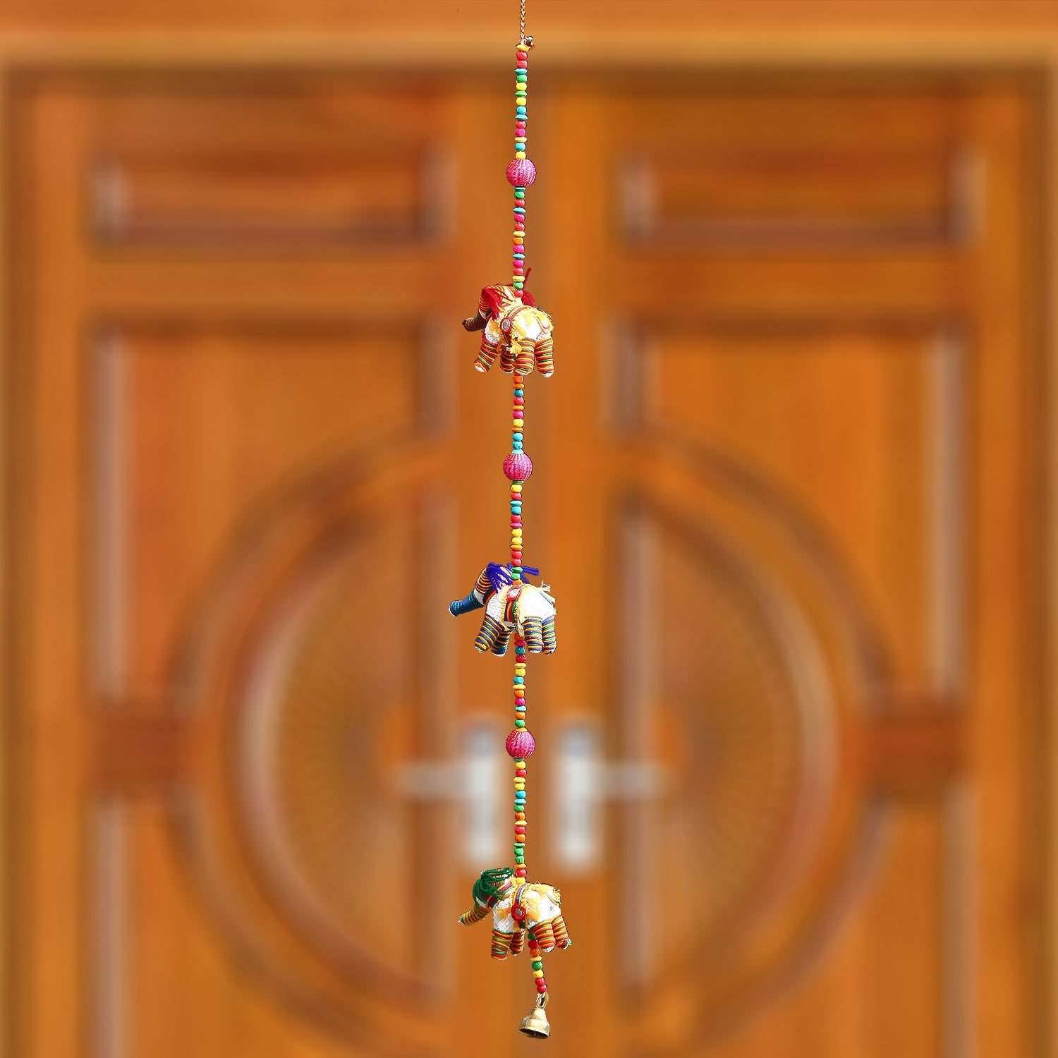 Multicolor Handcrafted Decorative Three Elephant Wall/Door/Window Hanging